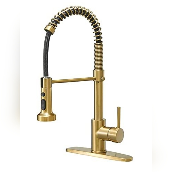 BESy Commercial Kitchen Laundry Faucet with Pull Down Sprayer Brushed Gold New - Picture 3 of 7